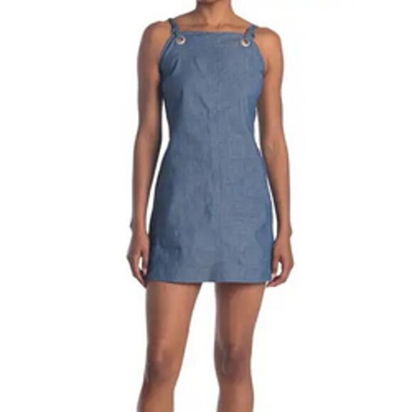 rag & bone Suffolk Chambray Mini Dress Blue 12 - Picture 1 of 11